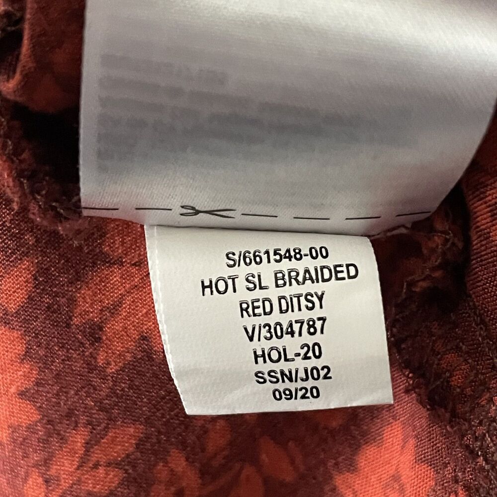 Old Navy Red Ditsy Floral Elastic Waist Tiered Hem Halter Maxi Dress Size L - Picture 11 of 12